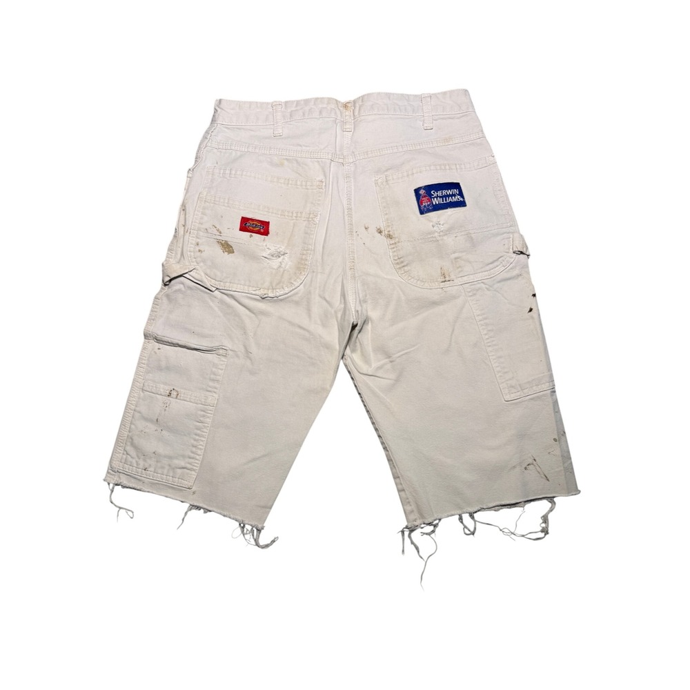 Vintage Dickies Sherwin Williams Painter Carpenter Shorts White Distressed 28